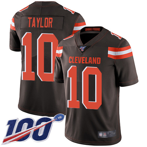 Cleveland Browns Taywan Taylor Men Brown Limited Jersey #10 NFL Football Home 100th Season Vapor Untouchable->cleveland browns->NFL Jersey